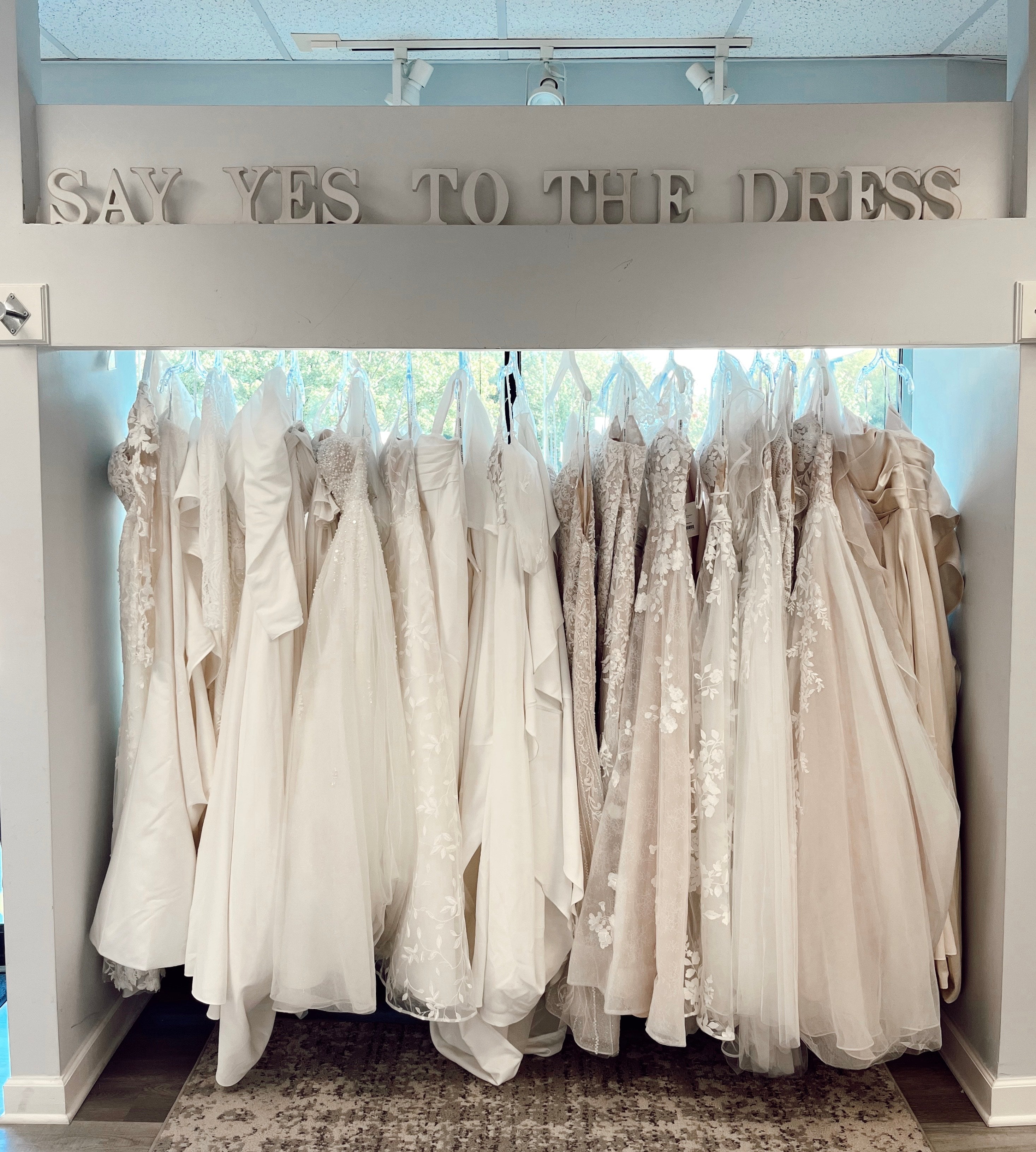 Say Yes to the Dress Gowns on hangers